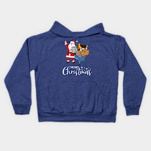 Merry Xmas & Happy New Year 2021 Zodiac Animal Ox - Funny Ox In Retro Sunglasses With Dancing Santa  Disco Dancers Cool Christmas Gift Kids Hoodie